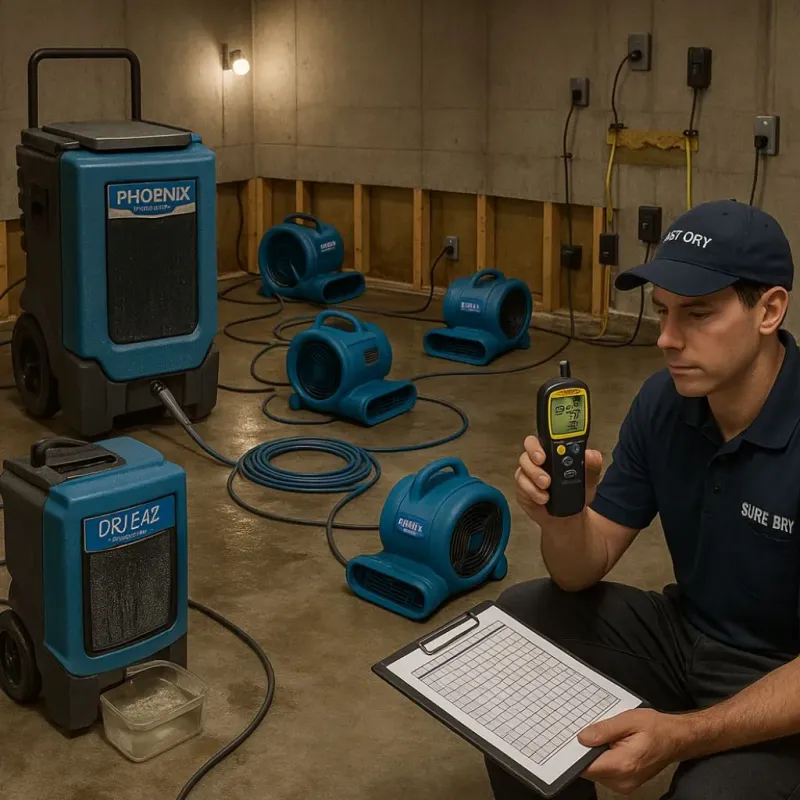 Structural Drying and Dehumidification process in Bayou Vista, TX
